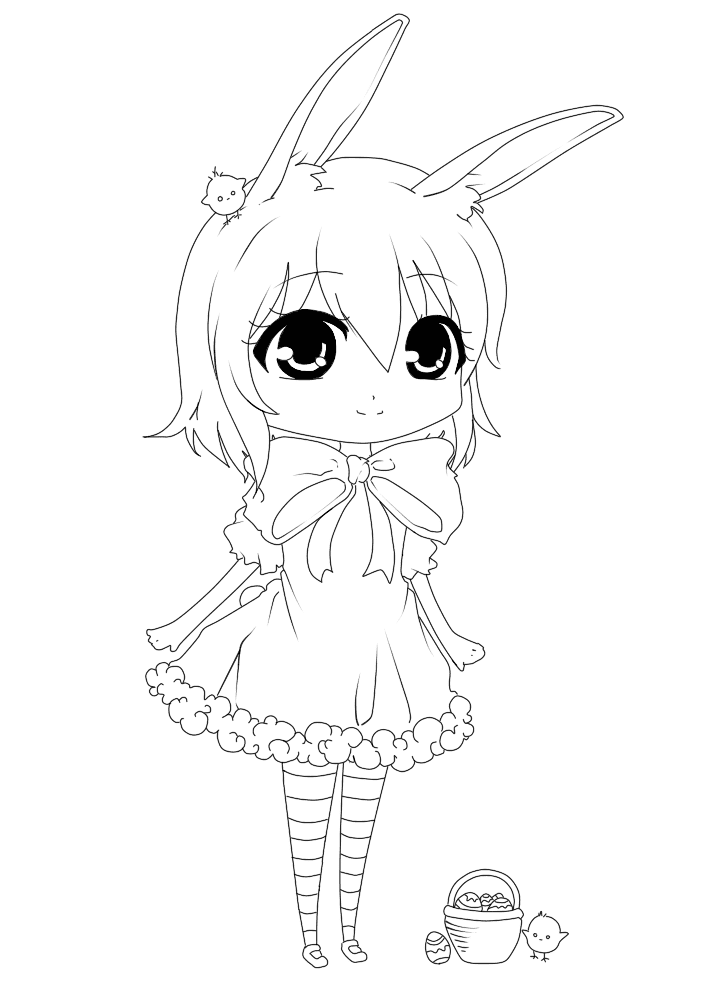 Раскраска Девушки Аниме